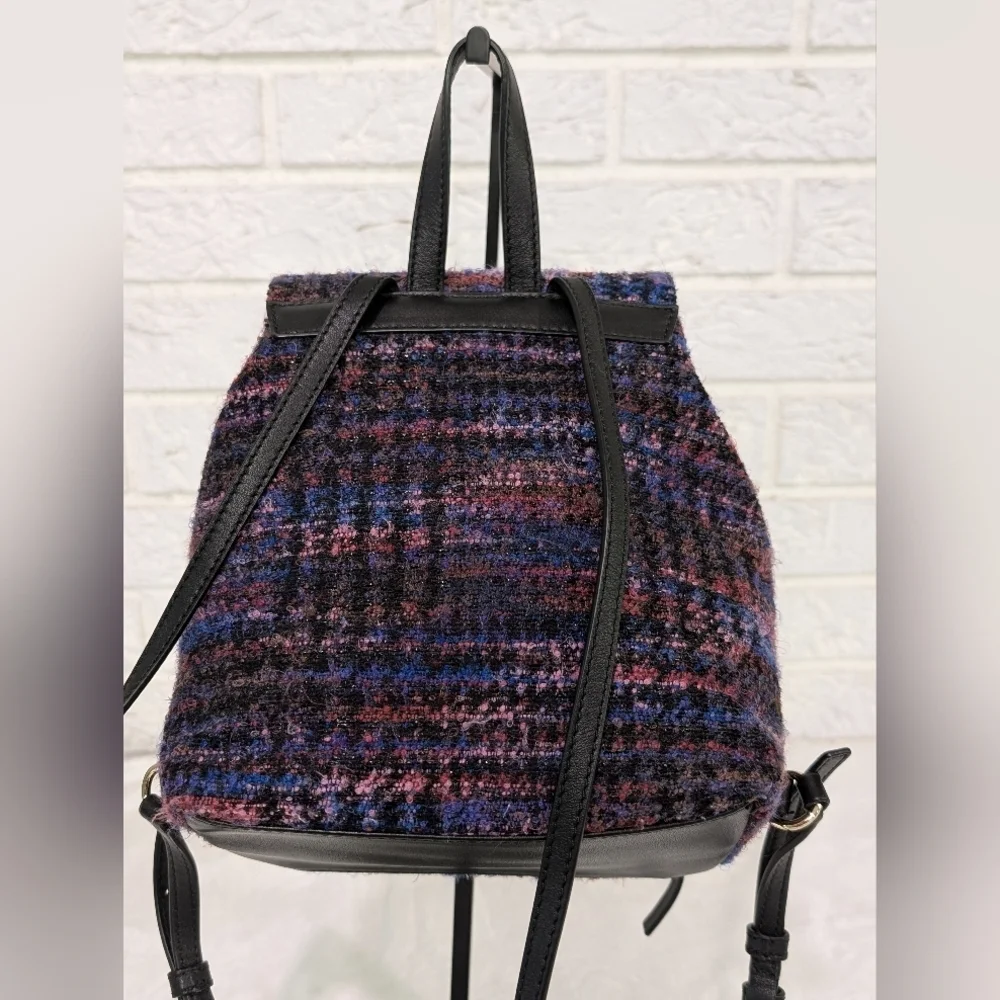 Kate Spade Emerson Fabric Jessa Tweed Backpack Burgundy/Multi 90's Inspired Bag - Picture 9 of 16